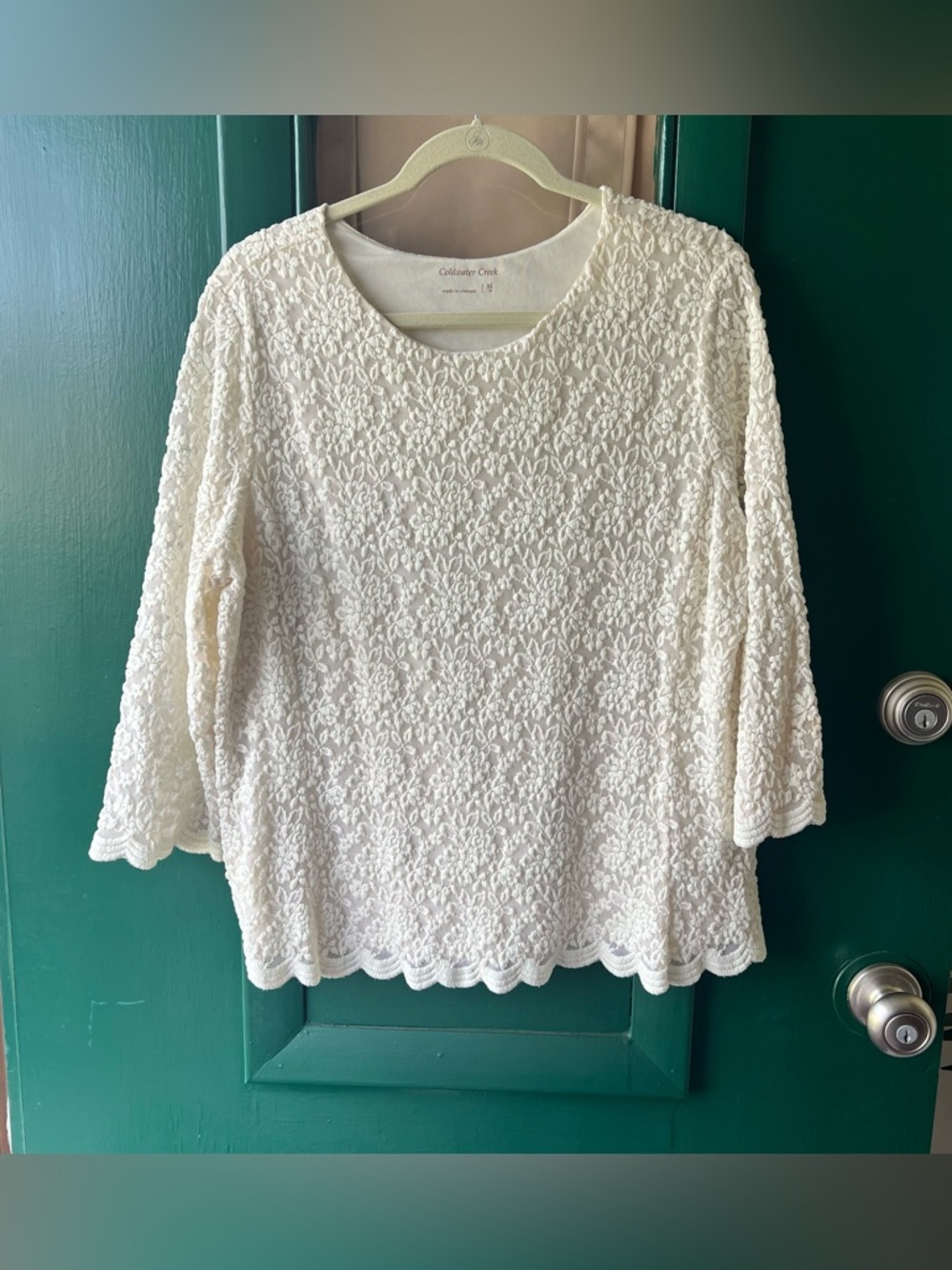 Coldwater Creek Cream Lace Long-Sleeve Blouse